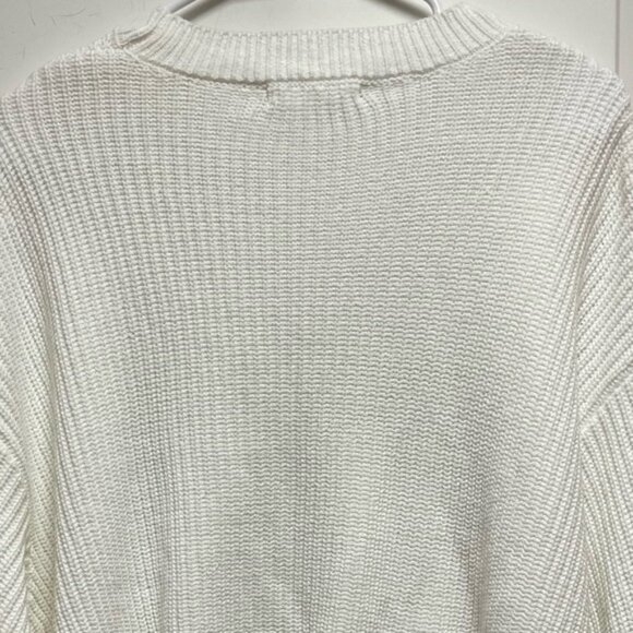 moon & madison SALTY  Sz Small Cream Sweater with Blue Script Bell Bell Sleeve - Picture 7 of 9